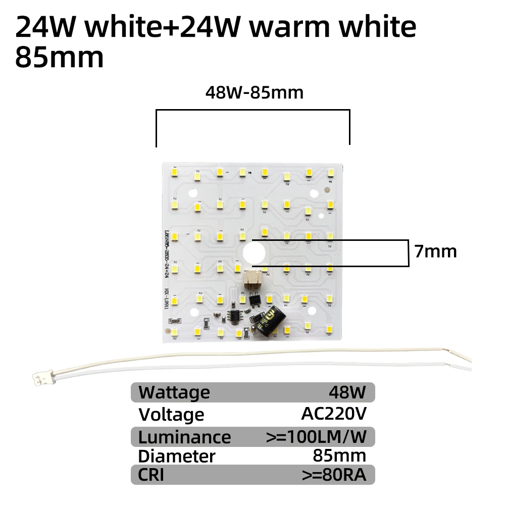 5pcs/lot LED Chip 220V-240V Driver free 1.5W 3W 6W 12W 24W 38W 48W White/Warm Light Source LED Bead-Board for LED Bulbs