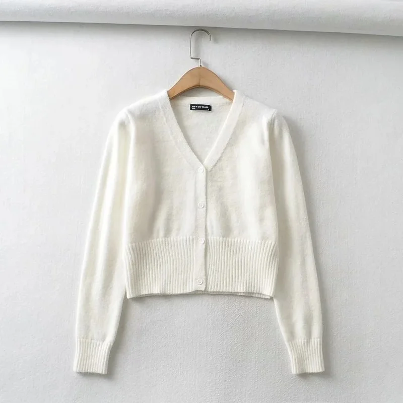 Knitting Casual 90s Vintage Cardigans V-Neck Button Long Sleeve Crop Sweaters Women Fashion Indie Style Clothes 2023 Autumn New
