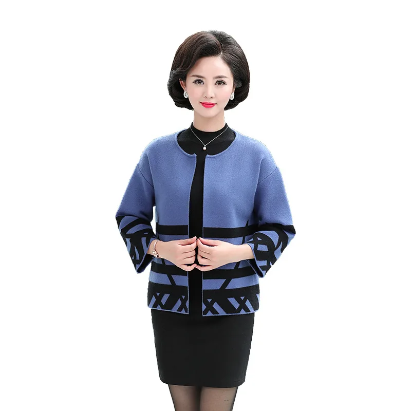 

High Suality Knitted Women's Sweaters Cardigan Middle-aged Women Short Casual Coat Spring Autumn jacket ladies elegant Top A904