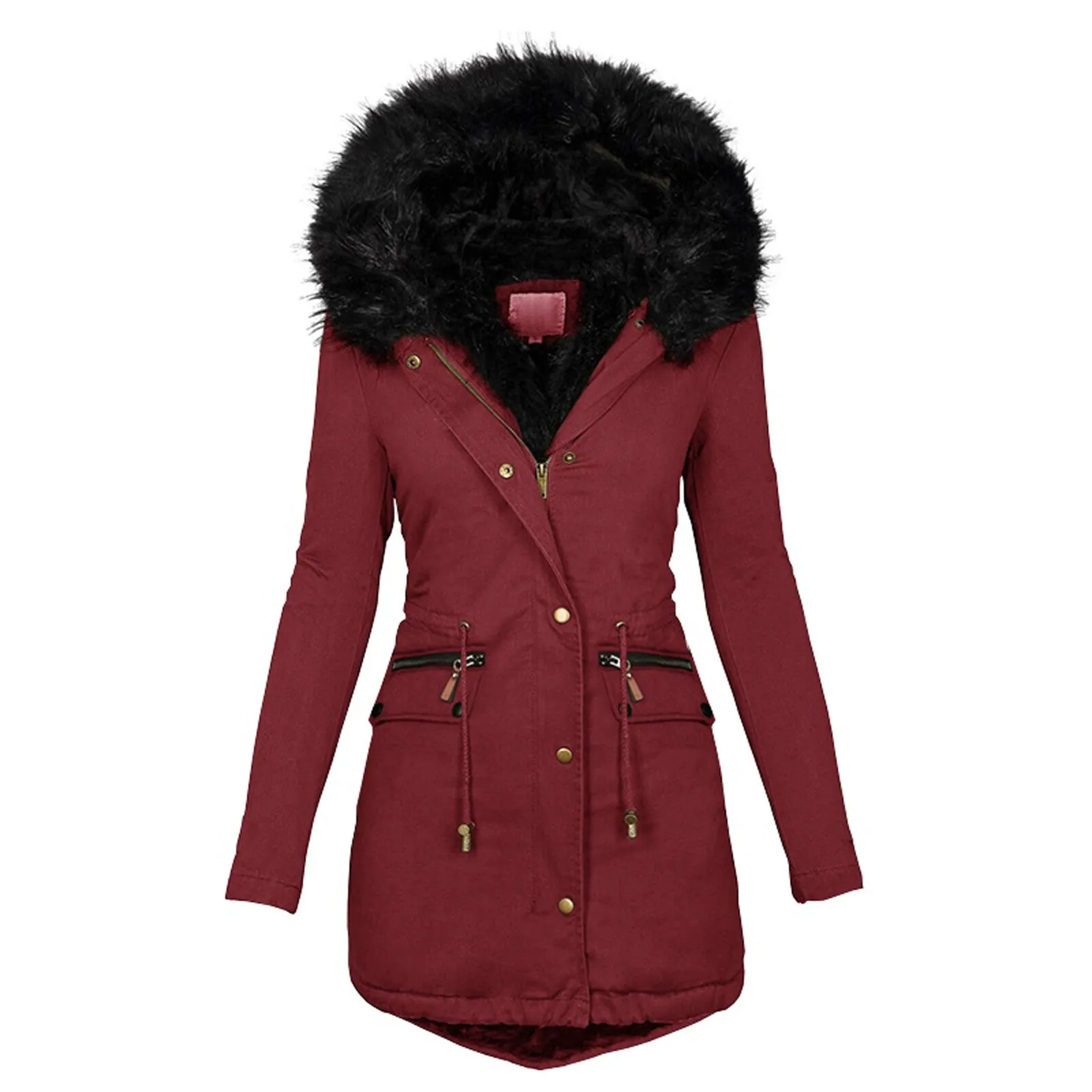 2022 Winter Parkas Coats Plus Velvet Women Cotton Wadded Jacket Medium Long Parkas Thick Warm Hooded Quilt Snow Outwear S-5xl