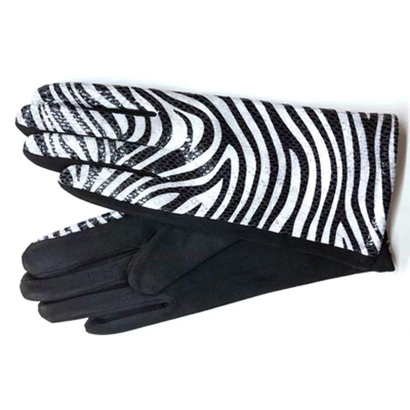 Women Touch Screen Gloves Winter Faux Animal Leather stripe Pattern Driving gloves Suede Velvet Thicken Warm Leopard Gloves H85