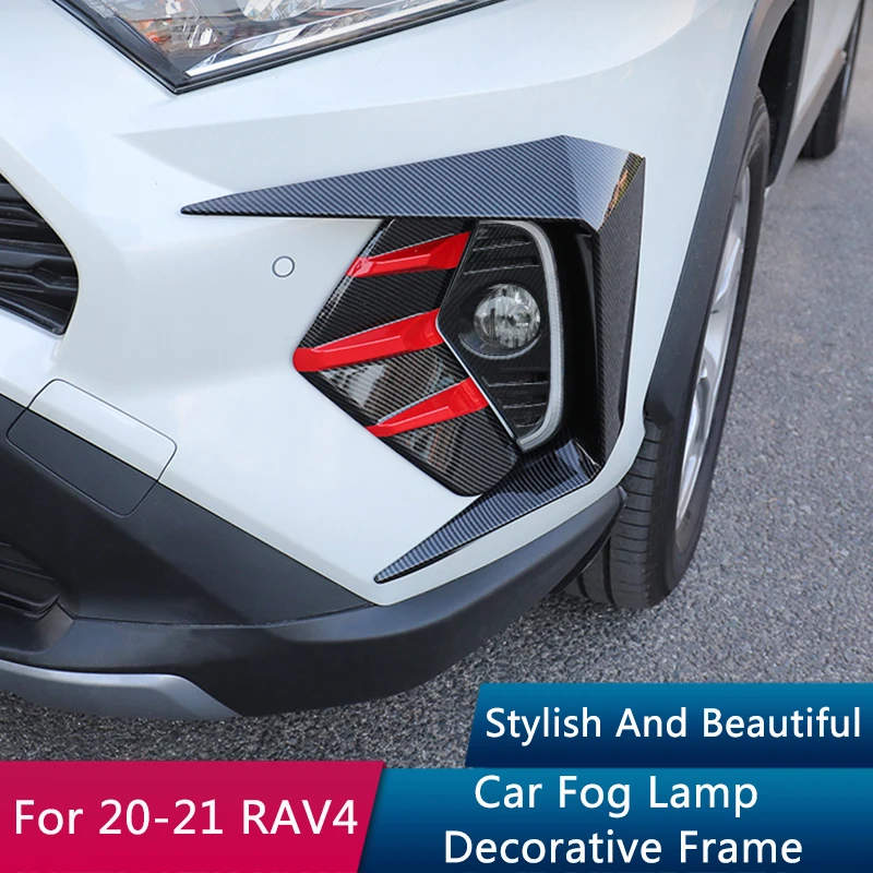 

QHCP Front Foglight Eyebrow Cover Trim Fog Light Lamp Protector Cover Fits For Toyota RAV4 2020-2022 Modified Exterior Accessory