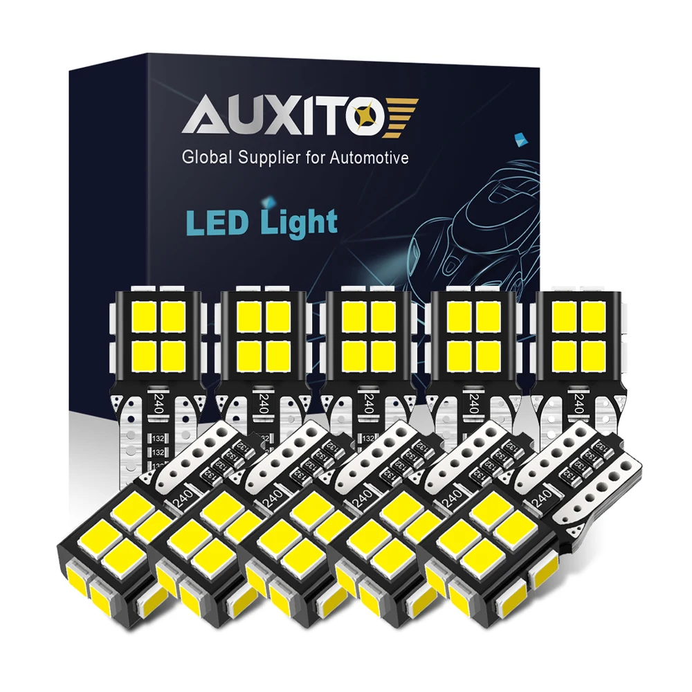 AUXITO 10Pcs T10 W5W Car LED Bulb Canbus No Error Auto Lamp for Toyota Avensis CHR Hilux Peugeot 207 3008 307 508 206 Seat Leon