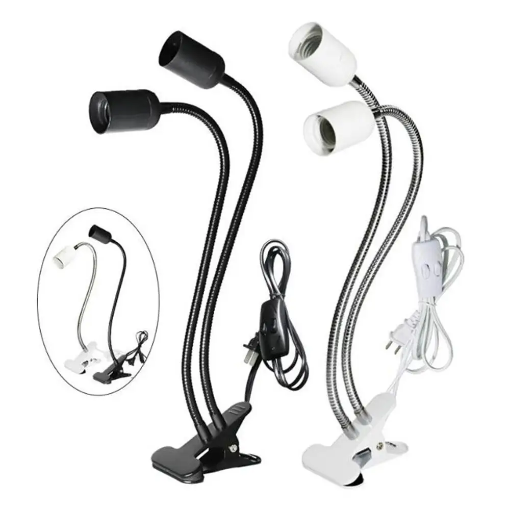 Lampe de bureau à clip enfichable avec interrupteur marche/arrêt, lampe à pince pour la lecture, noir et blanc, vis convaincue, bureau, lit, planche