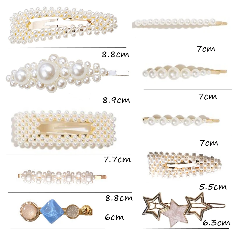 Set New Fashion 3/4pcs Pearl Hair Clip For Women Korean Hairpin Geometric Crystal Hair Barrettes Girl Hair Accessories Hairgrip