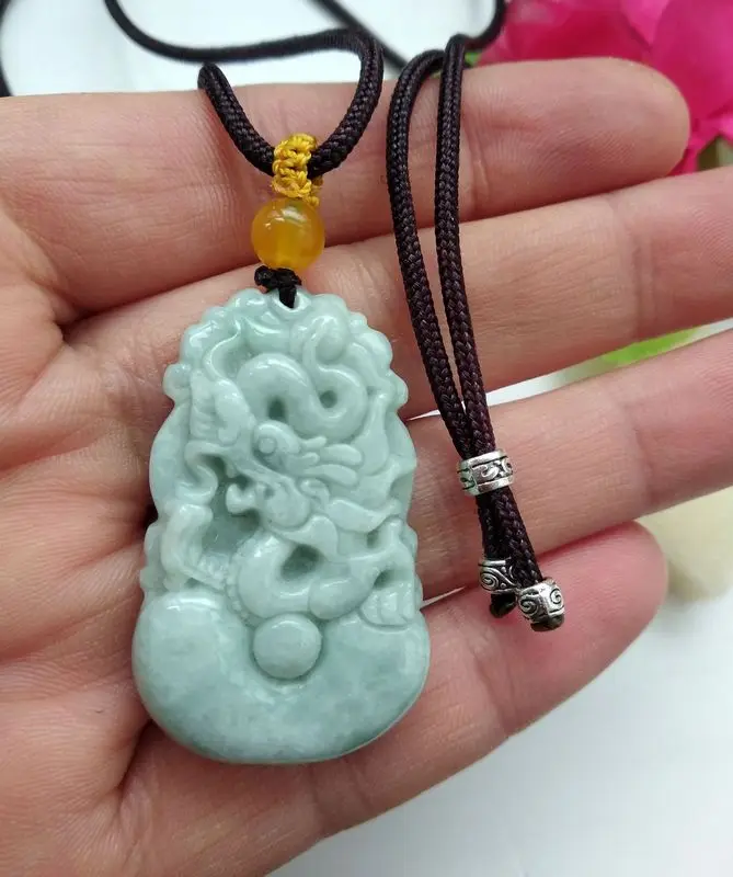 Quality Jade Amulet Carven Dragon jadite Pendant Chinese 12*Animal zodiac Dragon -Talisman