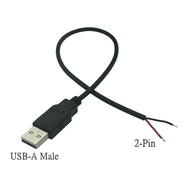 0.3m/1m/2m Power Supply Cable 2 Pin USB 2.0 A Female Male 4 Pin Wire Jack Charger Charging Cord Extension Connector DIY 5V Line