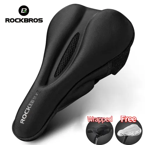 ROCKBROS-funda para sillín de bicicleta de montaña, equipo protector de carretera, funda de cojín, funda para sillín de bicicleta de silicona transpirable hueca, piezas de ciclismo