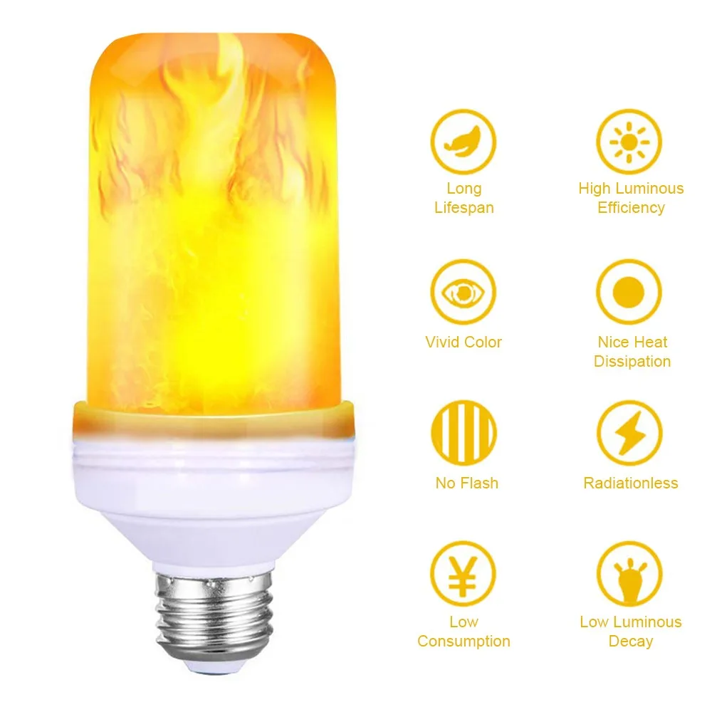 LED Flame-Effect Fire Light Bulb E27 Home Decorative Light Atmosphere Lighting Vintage Flaming Lamp Controlled by Phone