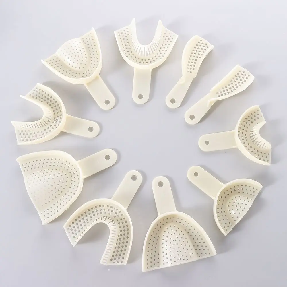 10Pcs/set High quality Dental Materials Supply Plastic Without Mesh Tray Dental Impression Trays Dental Care