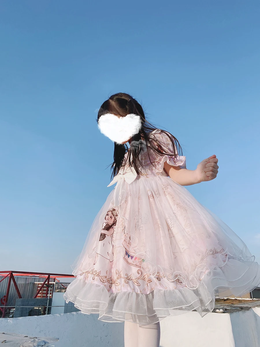 Letnia sukienka Lolita Lolita dziecięca księżniczka sukienka dziecięca tiulowa sukienka Tutu sukienka odzież kawaii wróżka kei sukienka lolita