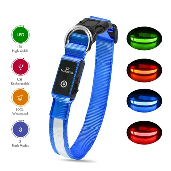 MASBRILL Dog Collar Luminous Pet Supplies Dog Collar Waterpoof Safety Collars dropship No Logo 4