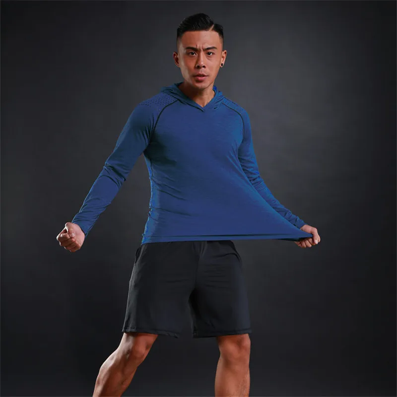 Quick Dry Compression Sport Shirts Men's Running t-Shirts Workout Hoodies Tight Fitness Gym Top Soccer Shirts Jersey Sportswear