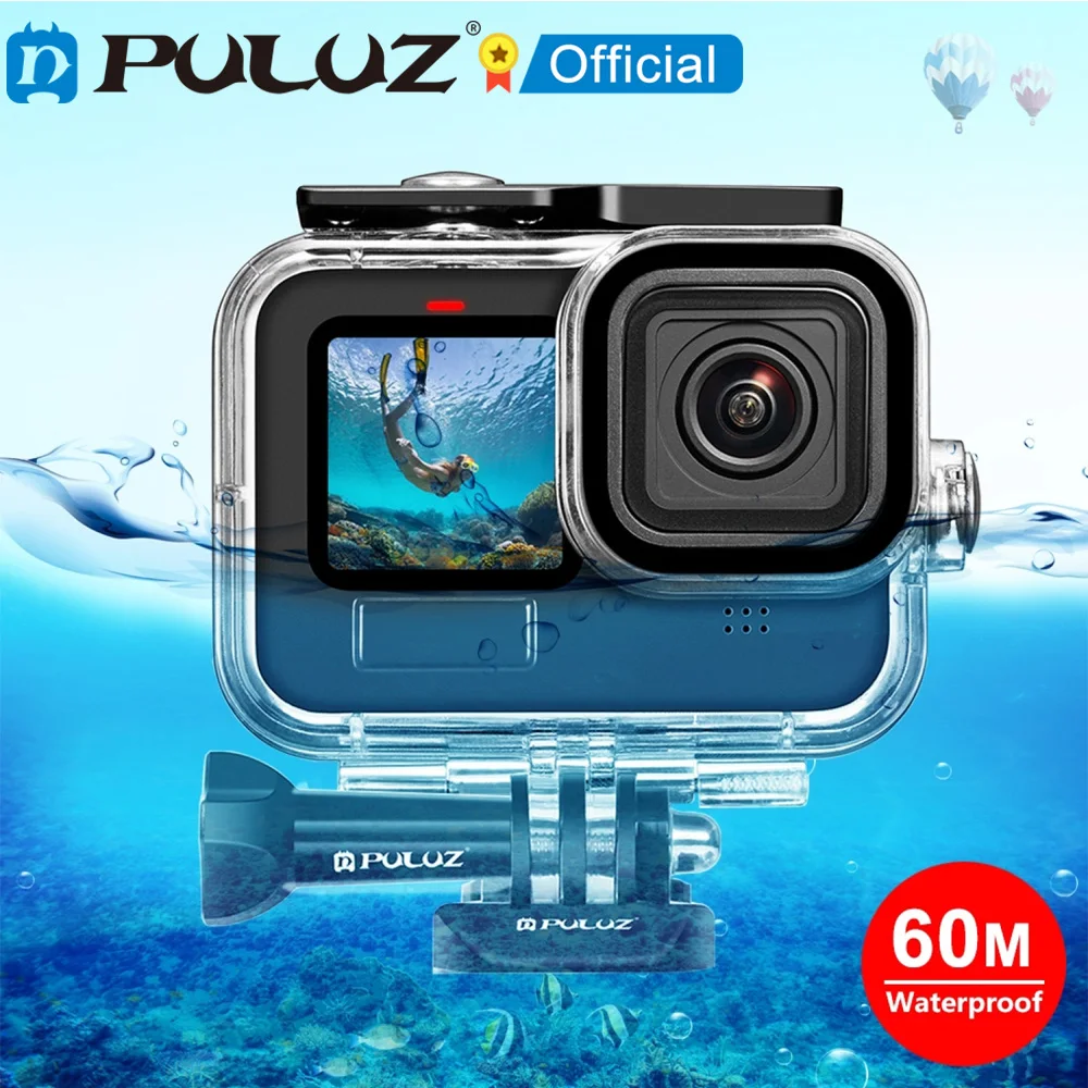 PULUZ for GoPro HERO12 Black 11 10 9 Black 60m Waterproof Housing Protective Case with Buckle Basic Mount & Screw Diving Cover