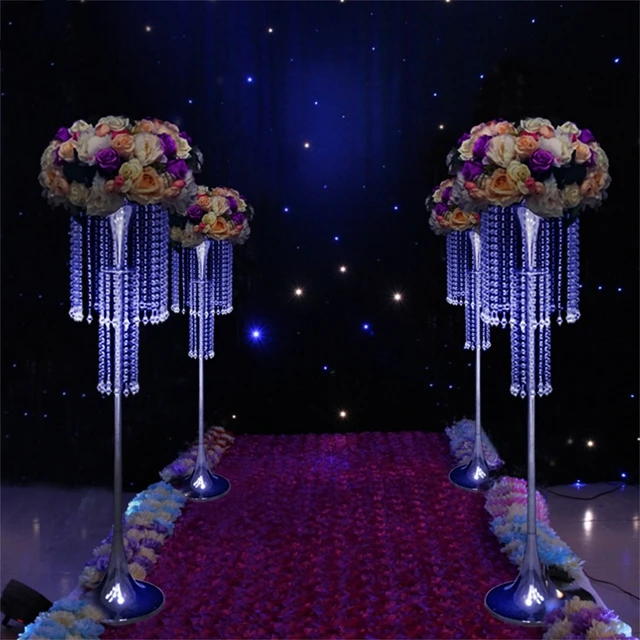 

10pcs lesale decorative crystal wedding table centerpiece wedding flower stand walkway pillar pedestal stand wedding stage