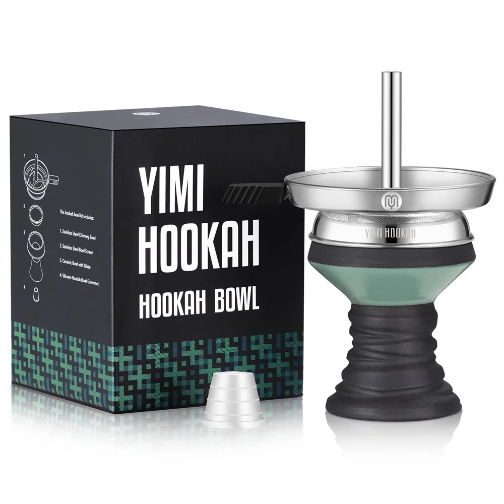 Yimi Hookah Premium Stone Shisha Head With Charcoal Holder Pipe Screen 