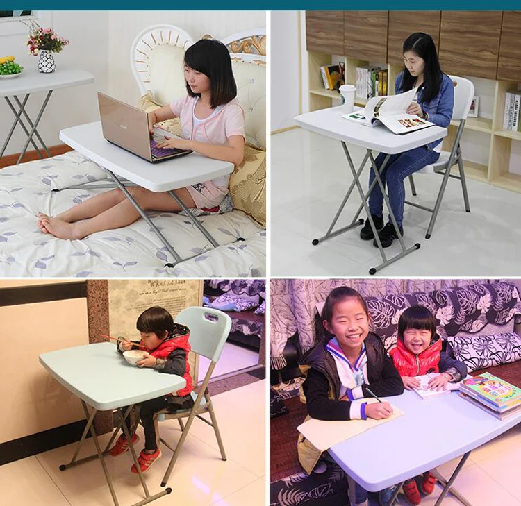 Plastic Foldable Portable Table for Working Study Picnic Camping Dining Table Outdoor Height Adjust Folding Desk Pink White Blue