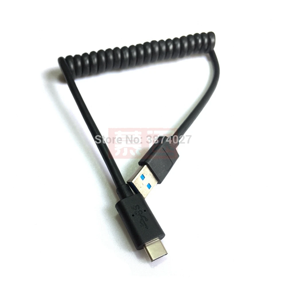 1M USB 3.1 Type C Spring Retractable Line High Speed USB Type-C Male to Male USB 3.0 Transfer Date Cable