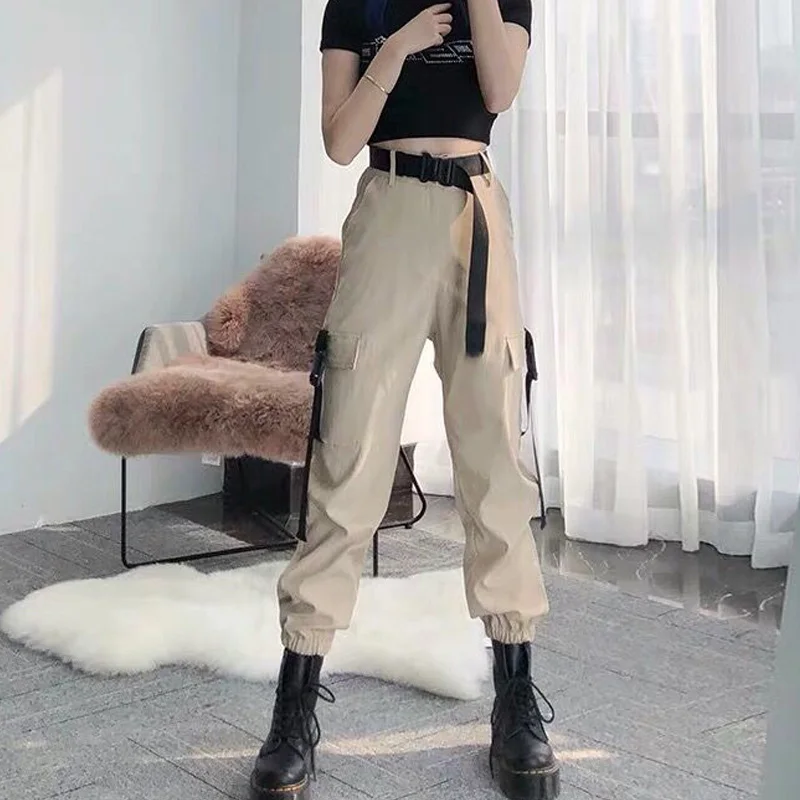 

Oversized Baggy Sweatpant Y2k Pants Jogging Hip Hop Cargo Pants for Women Black Fall Trousers Streetwear Pantalones with Belt