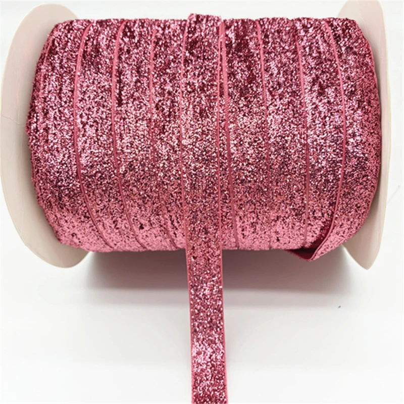 5 yards 6-25mm nastro glitterato decorazione per feste di matrimonio confezione regalo fatta a mano capelli Bowknot natale fai da te # RoLi