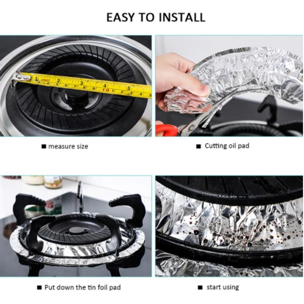 Almohadilla a prueba de aceite para estufa de Gas, papel de aluminio resistente al calor, limpieza, papel a prueba de grasa, accesorios de cocina, 10 Uds.