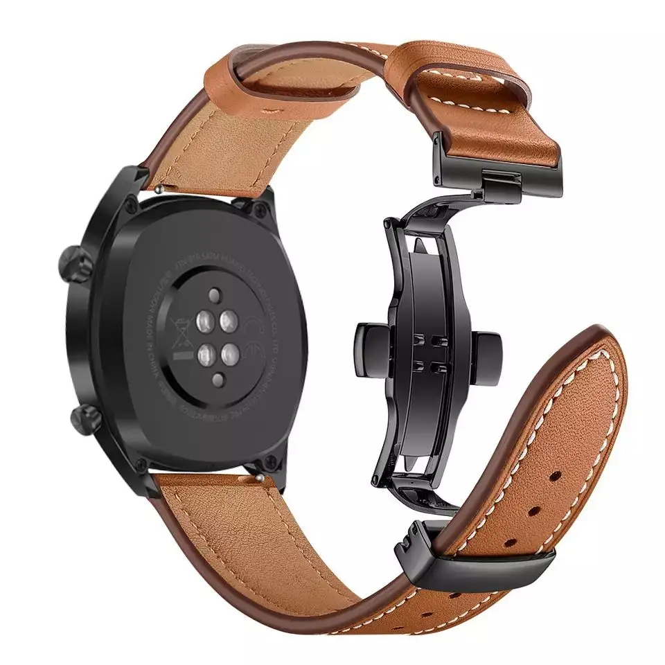 22mm/20mm Leather Strap for Samsung Galaxy watch 45mm/Active 2/Amazfit GTR 47mm Comfortable replacement strap for Huawei watch 3