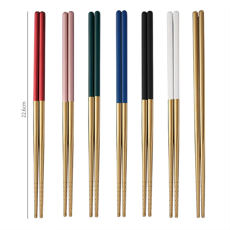 304 Stainless Steel Chopsticks Chinese Tableware Dinnerware Non-Slip Sushi Food Noodles Chopsticks Sticks Utensils for Kitchen