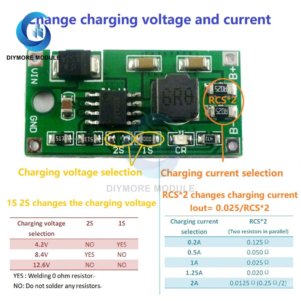 2A Multi-Cell Synchronous Buck Li-Ion Charger DC 5-23V to 4.2V 8.4V 12.6V for 3.7V 7.4V 11.1V 18650 Lithium Battery