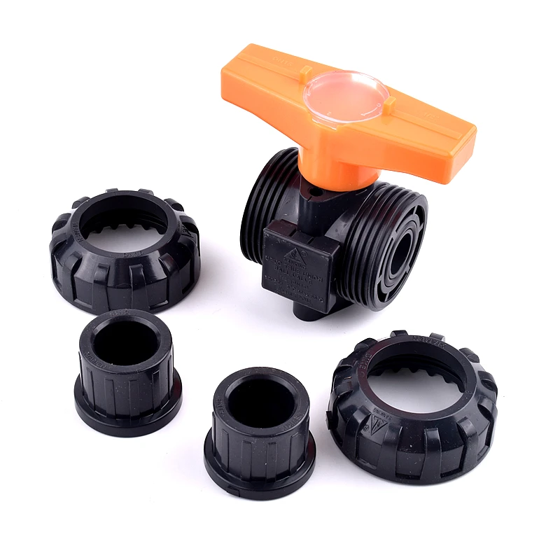 1pc Big Size I.D 20~110mm UPVC Pipe Ball Valve Aquarium Fish Tank Drainage Socket Joint Orange Handle Water Pipe Fittings Valve