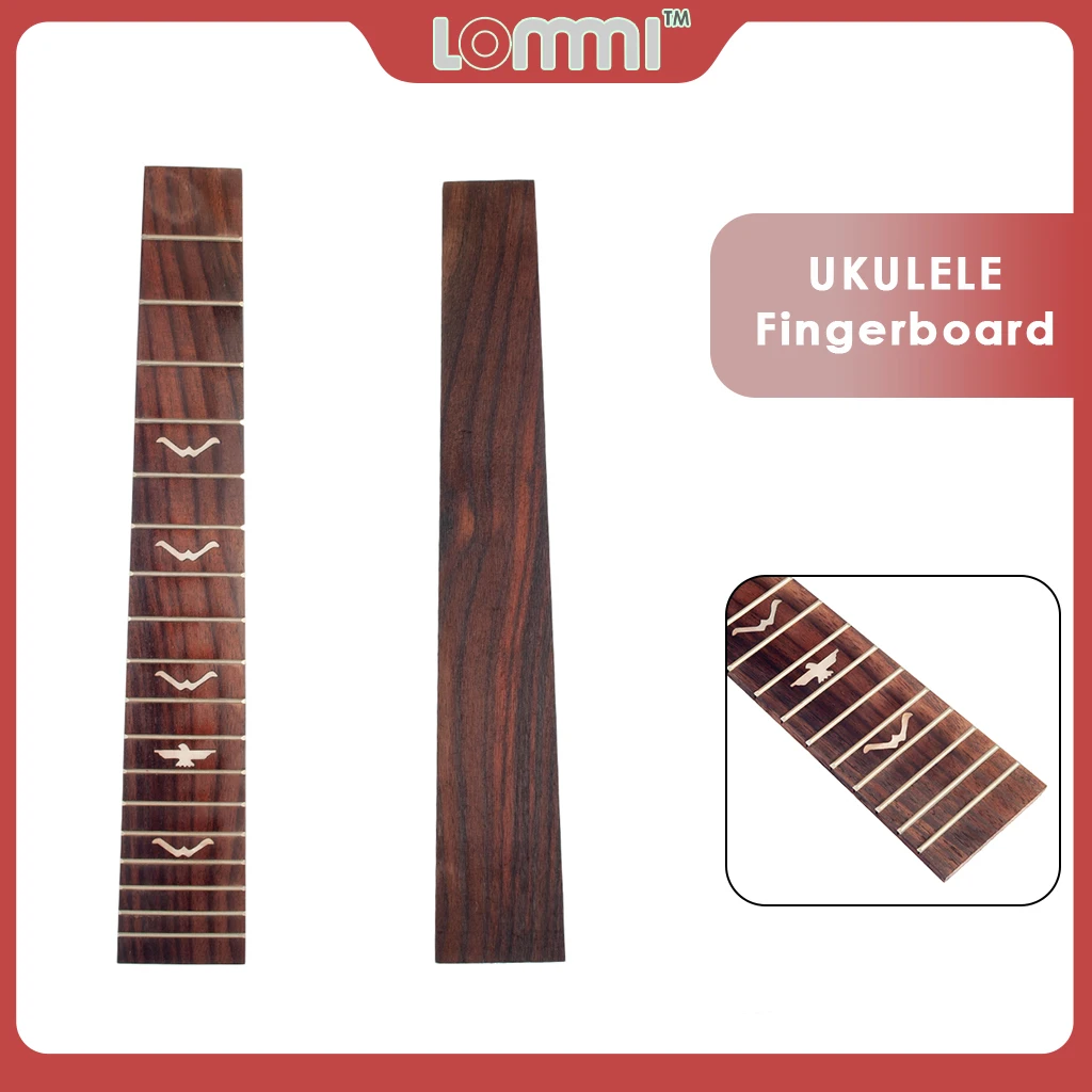 LOMMI 26'' Ukulele Fretboard Rosewood Tenor Uke 18 Frets Seagull Pattern Purfling Inlay DIY Parts For Hawaii Guitar