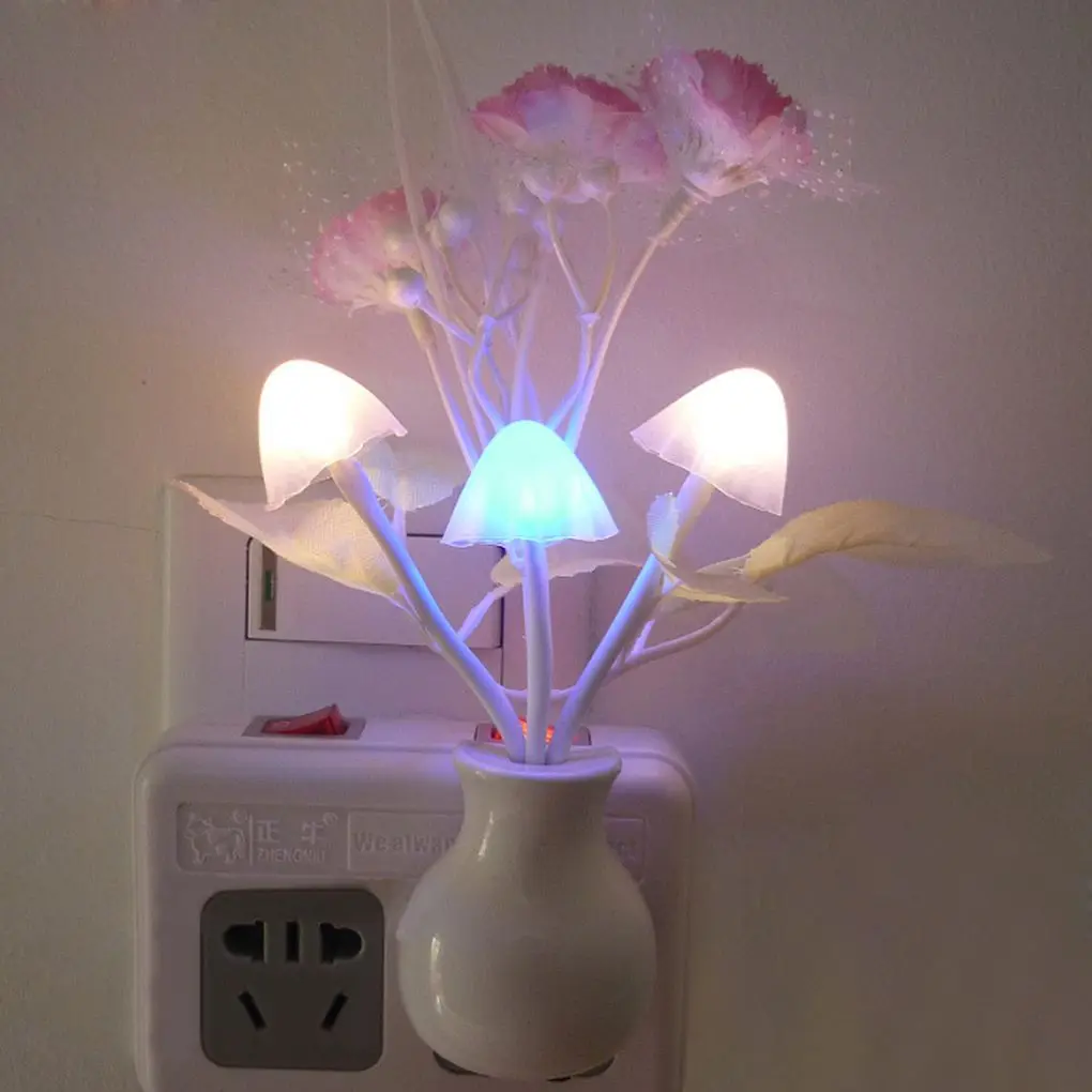 Novelty Night Light US Plug Induction Dream Mushroom Fungus Luminaria Lamp 220V 3 LED Mushroom Lamp led night lights