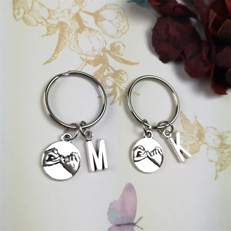 1 pcs Pinky Swear Keyring, Pinky Promise Keychain with Initial, Friendship Keychain, Pinky Swear Key Ring, Promise Gift