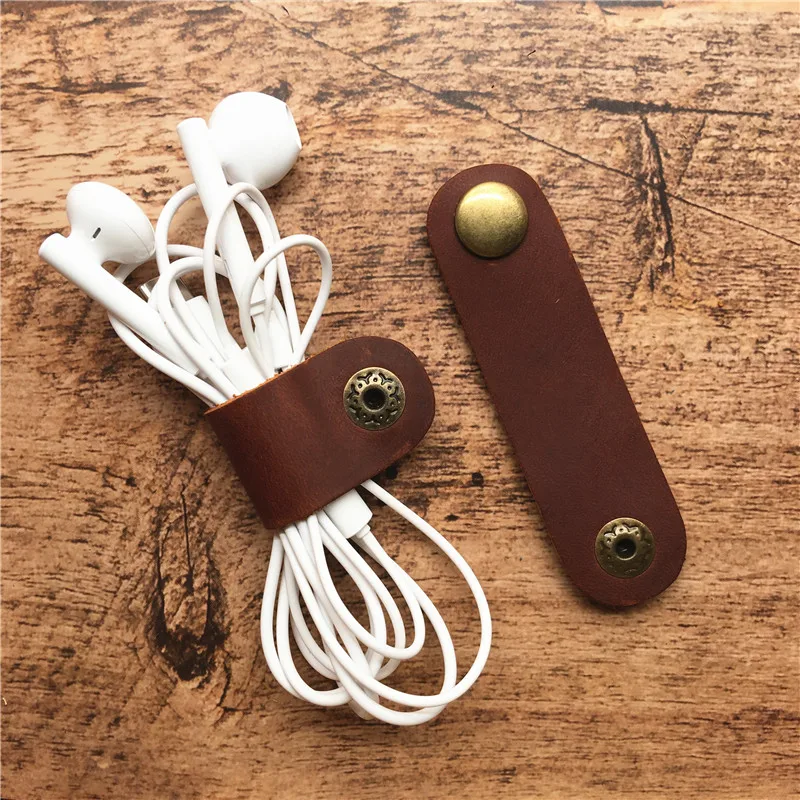 Multipurpose Desktop Phone Cable Winder Earphone Clip Charger Organizer Management Wire Cord fixer leather Holder