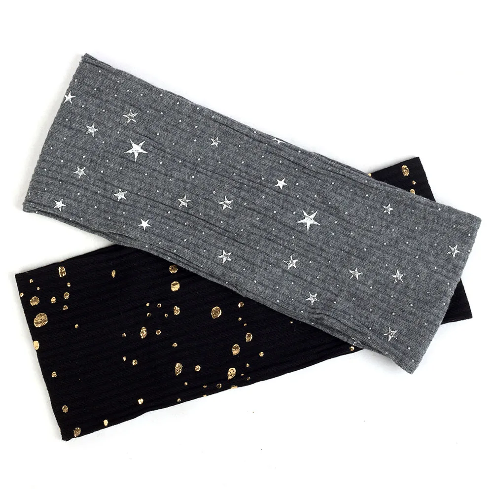 Geebro Women Summer New Ribbed Elastic Headband Star Splatter Paint Dot Print Headband Female Fashion Soft Hair Accessories