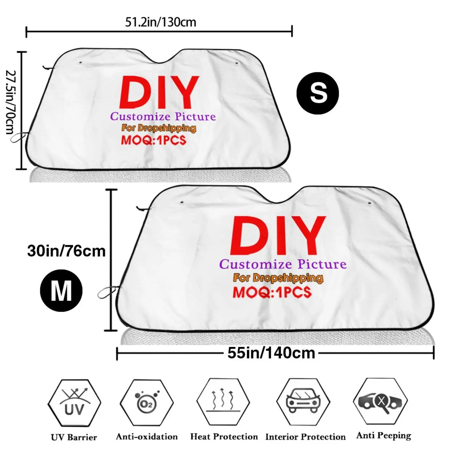 Noisydesigns 3D Customize Sunshade Your Personalized Pattern Drop Shipping S M size