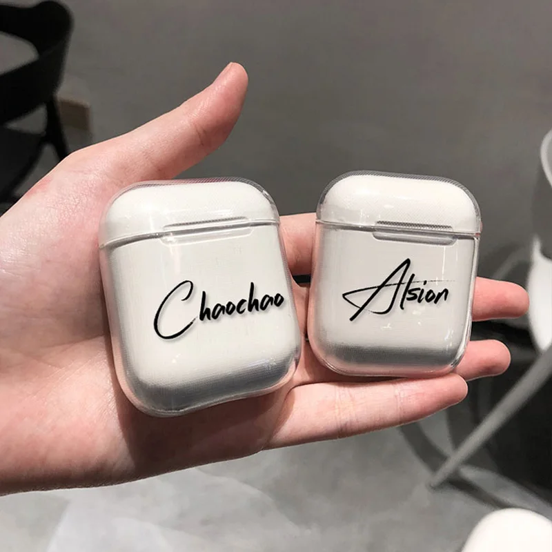 Nome personalizzato logo immagine custodia in plastica rigida per airpods pro custodia per Bluetooth Wireless Airpodpro Cover lettera fotografica personalizzata fai-da-te