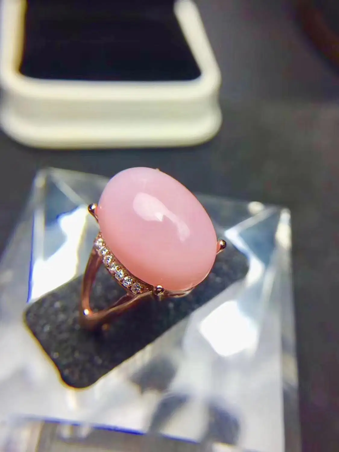 

Big Stone Pink opal ring Free shipping Natural real Pink Opal ring 925 sterling silver Fine handwored jewelry