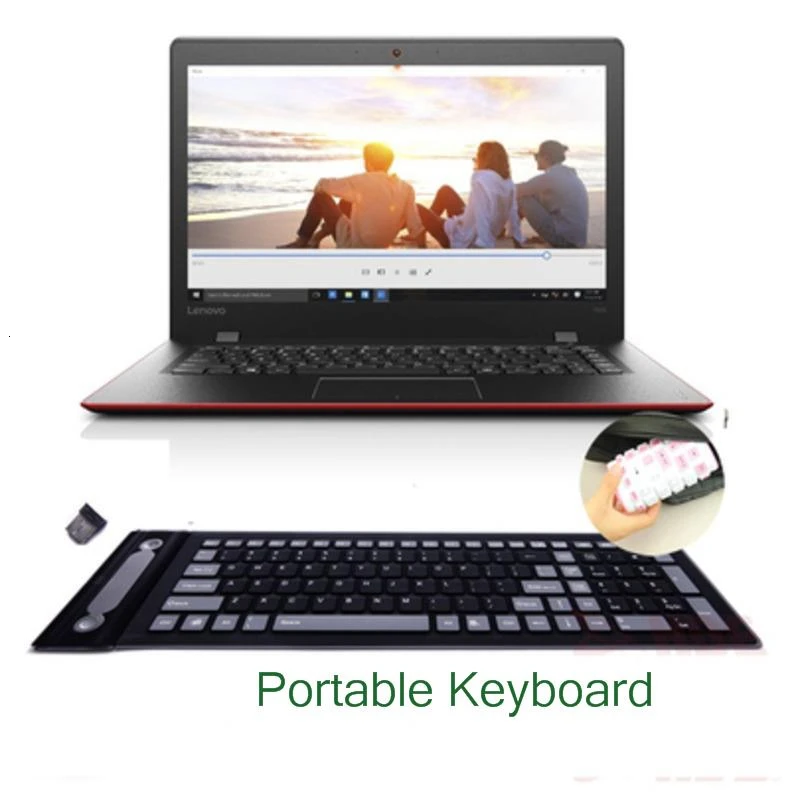 Teclado inalámbrico de silicona plegable, accesorio Flexible, resistente al agua, Delgado, Universal, silencioso, enrollable, para PC y portátil,