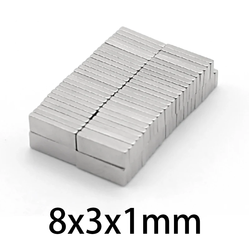 8x3x1mm Cuboid crafts Magnets 8mmx3mmx1mm N35 Neodymium magnetic 8*3*1mm Rectangular rare earth Magnet NdFeB super