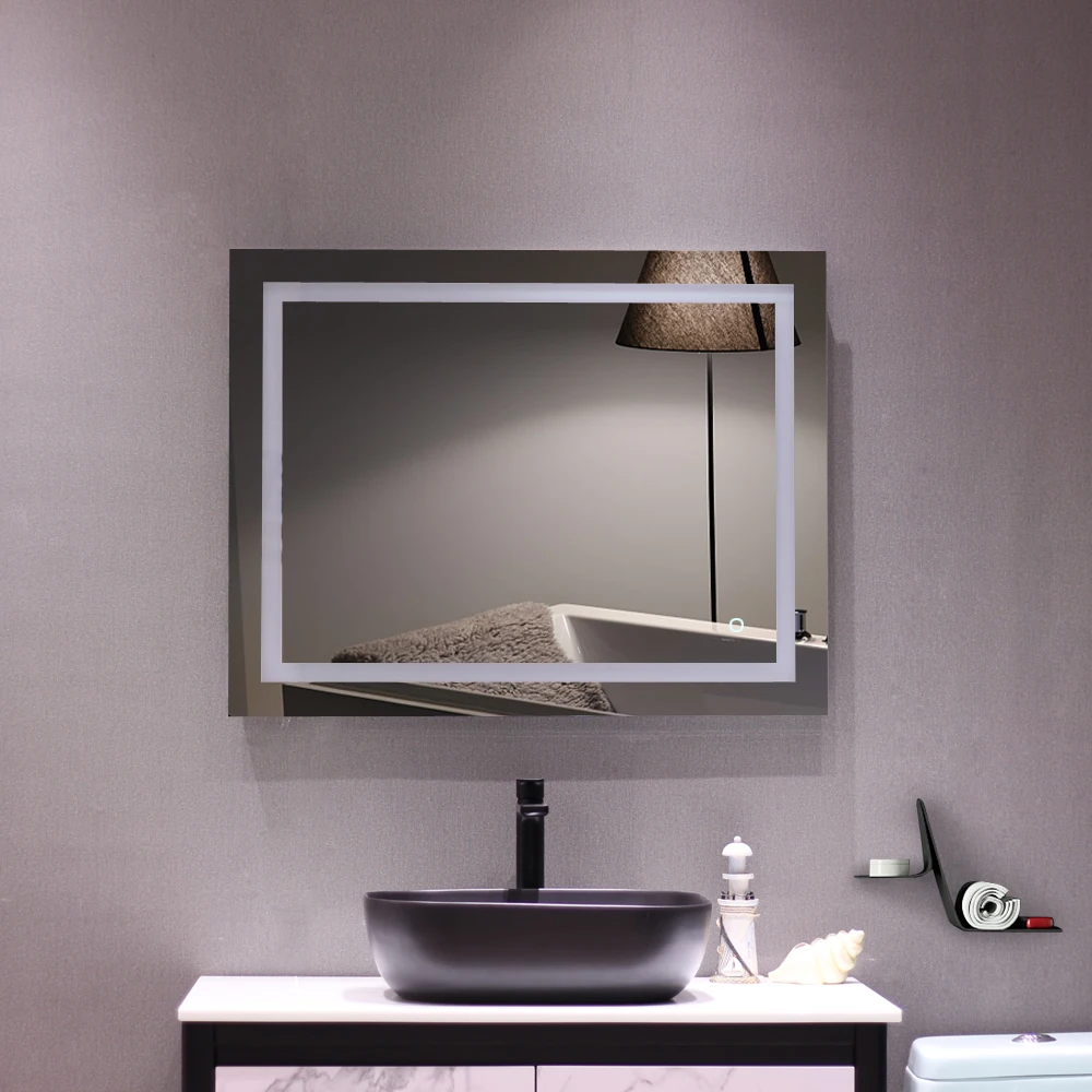 LED Bathroom Mirror 36x28 Inch Bathroom Vanity Mirror Wall Mounted with 3000K-6000K Adjustable Anti-Fog Smart Touch Button