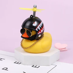 Cute Rubber Duck Toys Kids Toys Helmet Yellow Duck with Glue Propeller Baby Shark Toy Bath Toys Car Ornaments Room Decoration