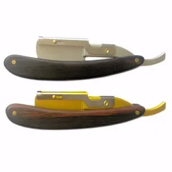 Straight Razor Traditional  Golden Haircut Tool with Wooden Holder，For Men