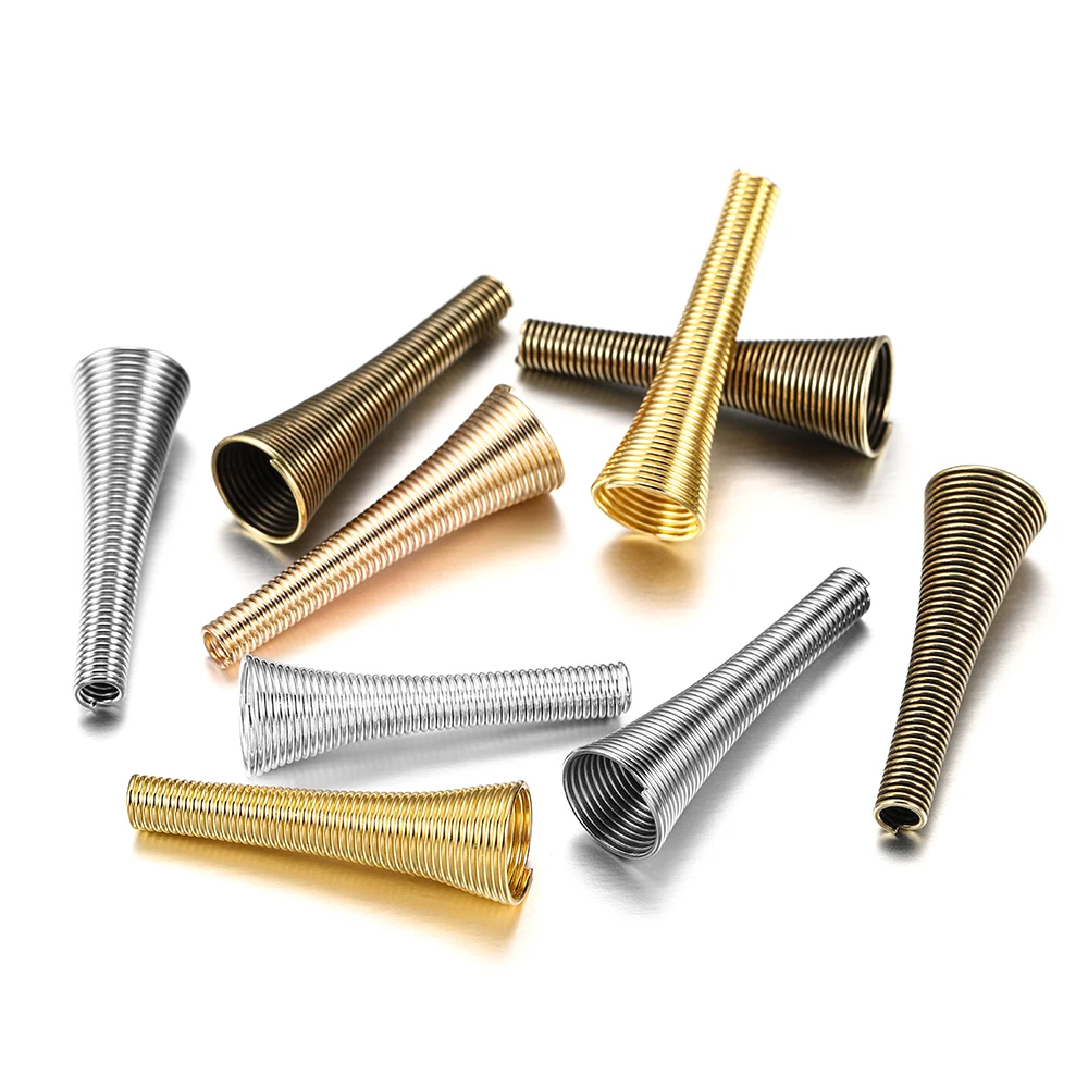 12 sztuk/partia 30x8mm Bugle Metal stożek lejek wiosna cewki Spacer koraliki zaślepki złącze dla DIY biżuteria zadatki...