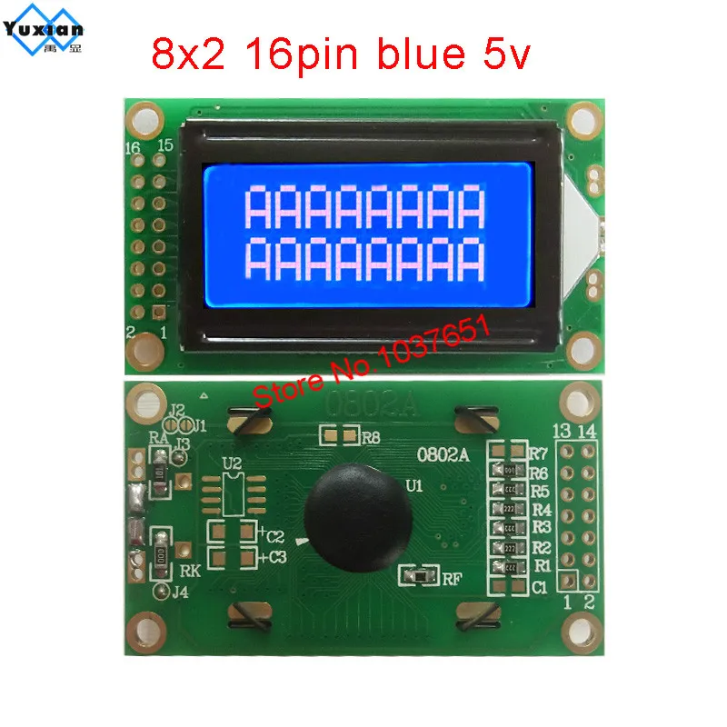 LCD 디스플레이, 8X2 0802A Charper16pin, 58x32mm, SPLC780D1