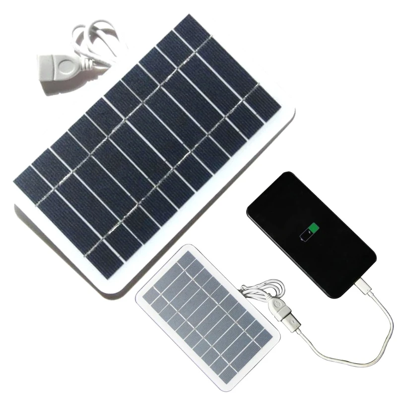 2W 5V Portable Solar Panel Dual USB Output Port Panel Outdoor Fexible Charger