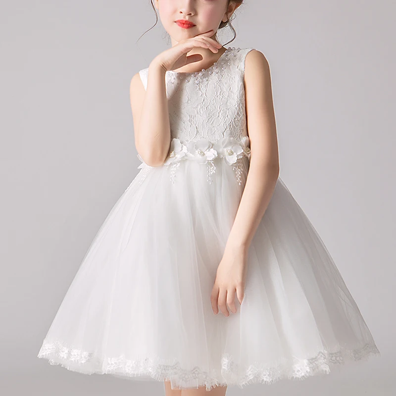 Kids Girls‘ Dress Wedding Party Clothes Flower Beading Gown Princess Summer Girls Frock Costumes Children\'s Elegant Dress