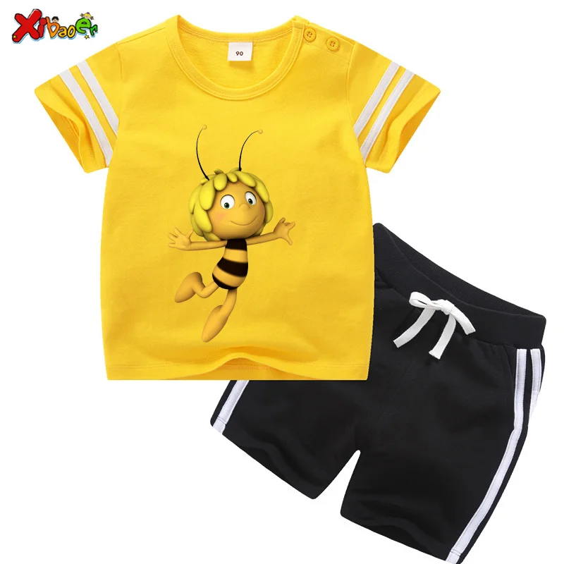 

Children Clothing Sets for Baby Girls Summer 2021 New Fashion Kids Clothing Sets for Girl 5 Year Toddler Suits Bee Striped Sport