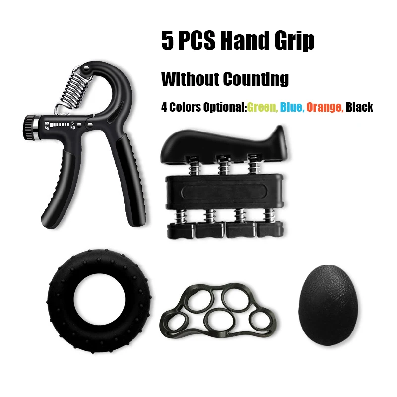 5Pcs/Set R-Shape Adjustable Spring Hand Grip Sports Strength Expander Countable Exercise Hand Strengthener Finger Grip Trainer