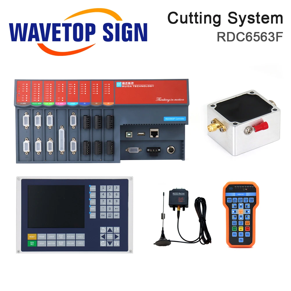 WaveTopSign 1-2kw آلة القطع بليزر الألياف الحل تحكم Ruida RDC6563F + WSX رأس الليزر NC30B + ماكس وحدة الليزر