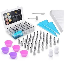 74Pcs/Set Cake Decorating Tools Baking Supplies Icing Tips TPU Pastry Bags Smoother Piping Nozzles Cake Cup With Box